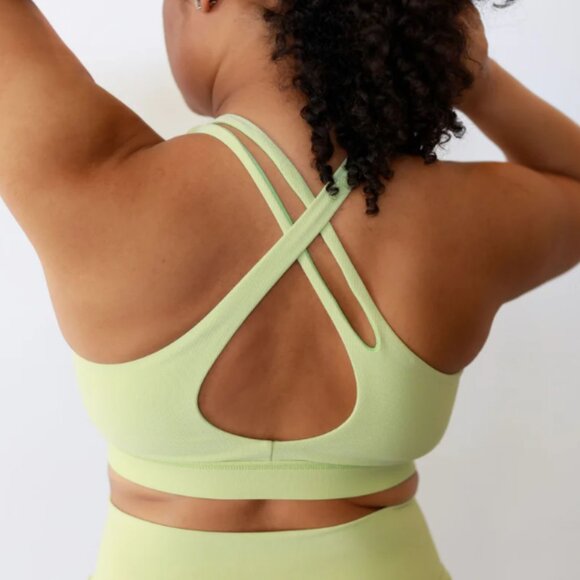 Salt Project Refine Ribbed Cross My Heart Bra Matcha - Picture 1 of 7